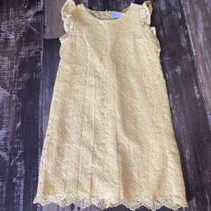 Girls' Yellow Lace Flutter Sleeve Dress